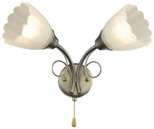 Бра с выключателем 708-501-02 Velante белый на 2 лампы, основание бронзовое в стиле классический 
